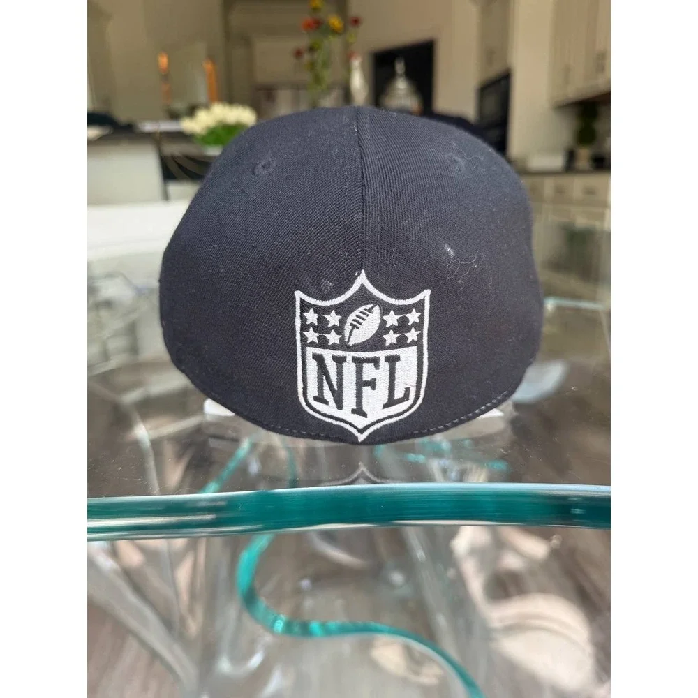 Detroit Lions Reebok 210 Fitted Flexfit Hat Black NFL Cap Size 7 1/4-7 5/8